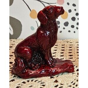 Chinese Zodiac Dog Puppy Statue Figurine Retriever Hound Reddish Color
